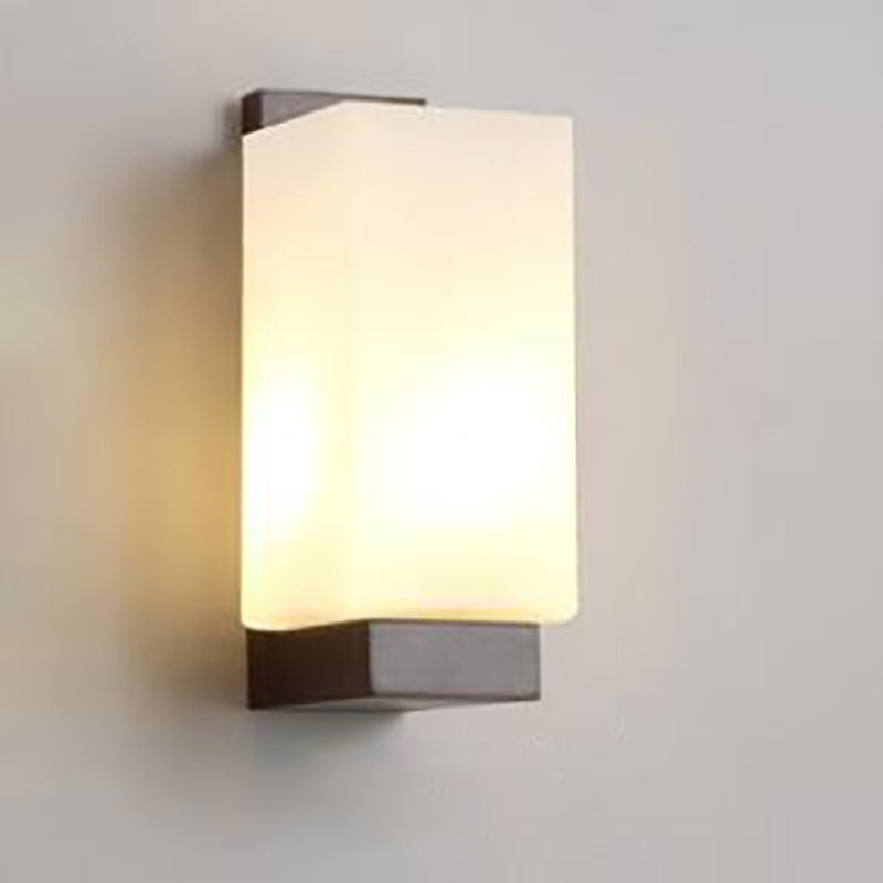 Transitional Cylinder Wood Glass 1-Light Wall Sconce Lamp