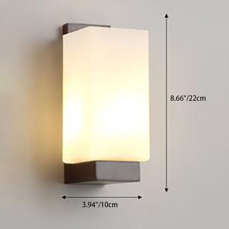 Transitional Cylinder Wood Glass 1-Light Wall Sconce Lamp