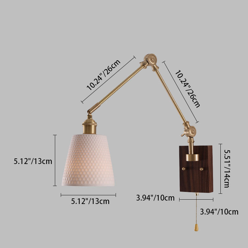 Japanese Ceramic Glass Round Shade 1-Light Wall Sconce Lamp