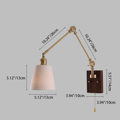 Japanese Ceramic Glass Round Shade 1-Light Wall Sconce Lamp