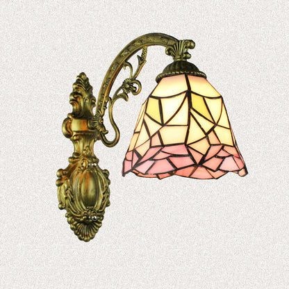 Tiffany Cup Iron Stained Glass 1-Light Wall Sconce Lamp