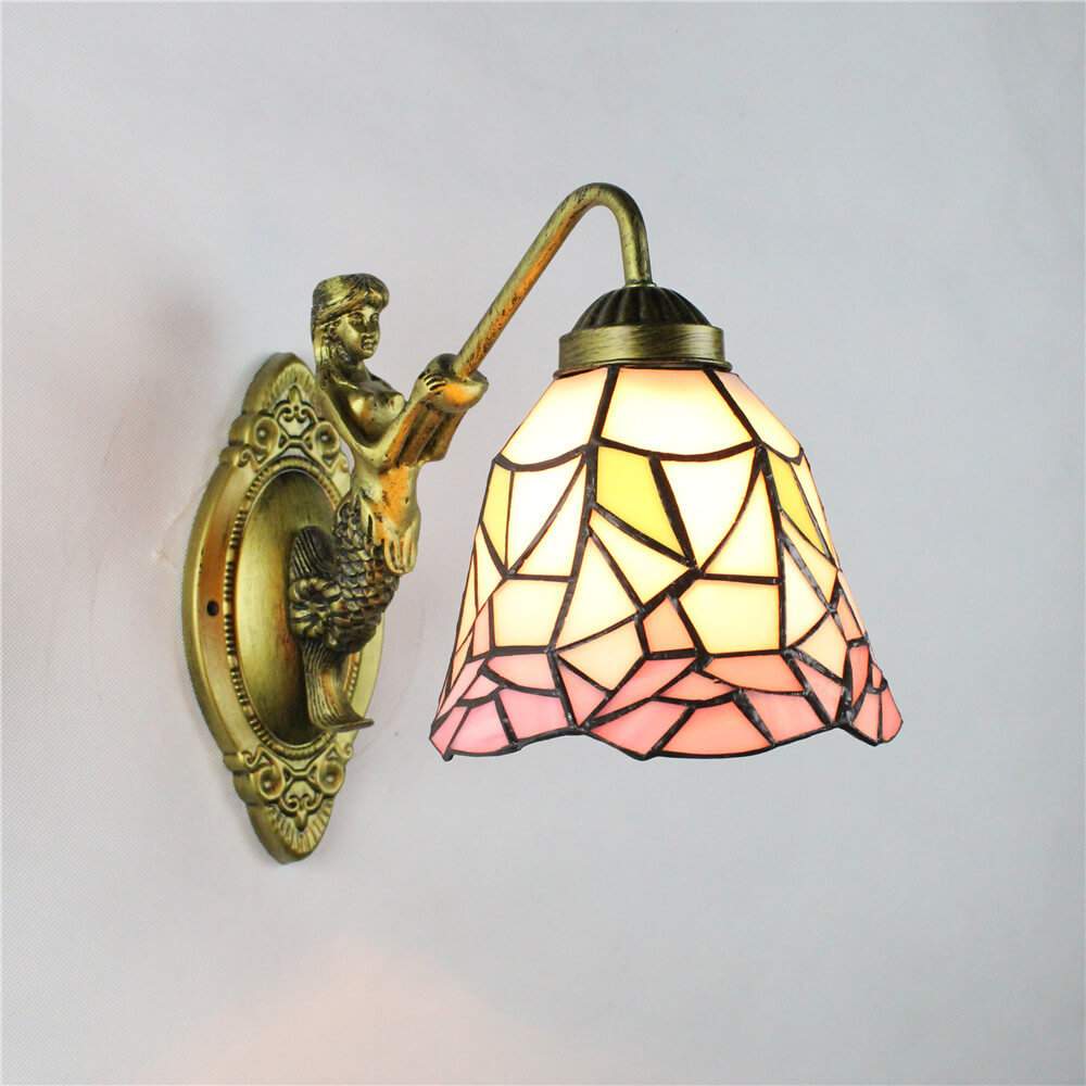 Tiffany Conical Stained Glass 1-Light Wall Sconce Lamp