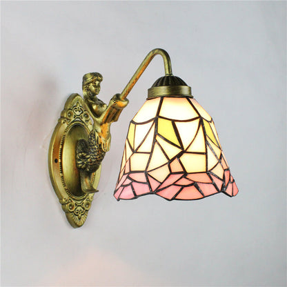 Tiffany Conical Stained Glass 1-Light Wall Sconce Lamp
