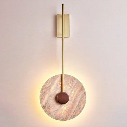 Scandinavian Iron Yellow Travertine LED Wall Sconce Lamp