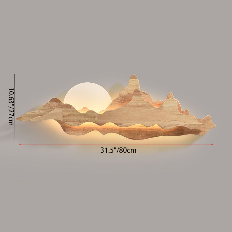 Traditional Chinese Wood Landscape LED Wall Sconce Lamp