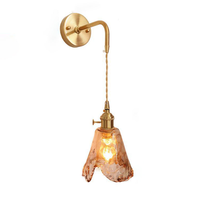 Eclectic Brass Iron Geometric 1-Light Wall Sconce Lamp