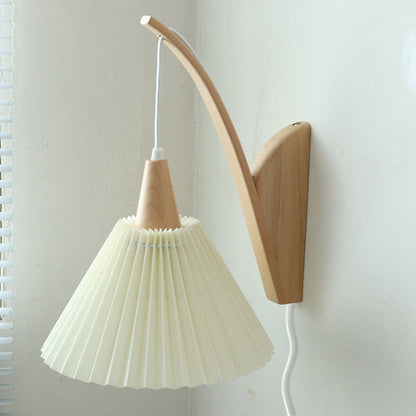 Japanese Fabric Umbrella Shade 1-Light Wall Sconce Lamp