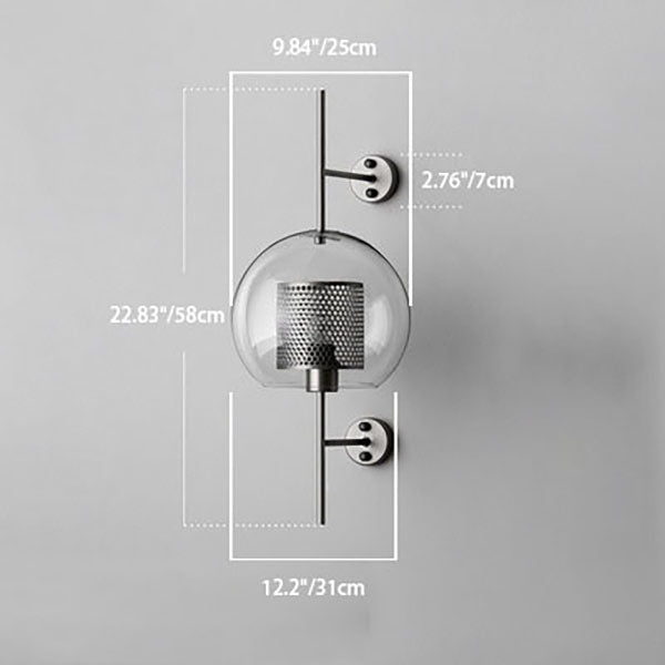 Iron Frame Spherical Glass Shade 1-Light Wall Sconce Lamp