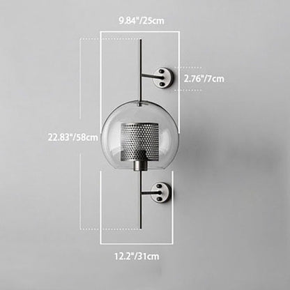Iron Frame Spherical Glass Shade 1-Light Wall Sconce Lamp