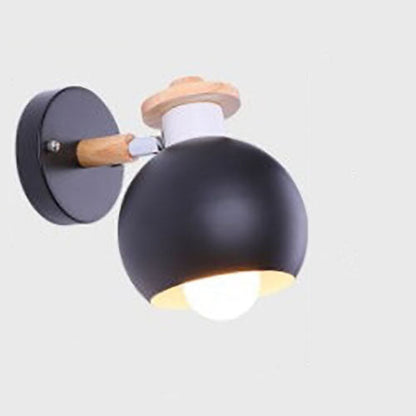 Dome Iron Solid Wood Macaroon 1-Light Wall Sconce Lamp