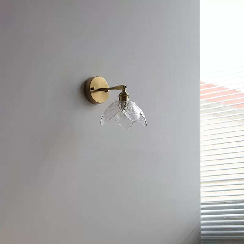 Scandinavian Copper Glass Flower 1-Light Wall Sconce Lamp