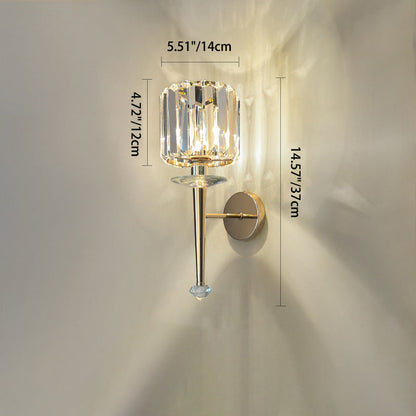 Metal Steel Crystal Ball Cylinder 1-Light Wall Sconce Lamp