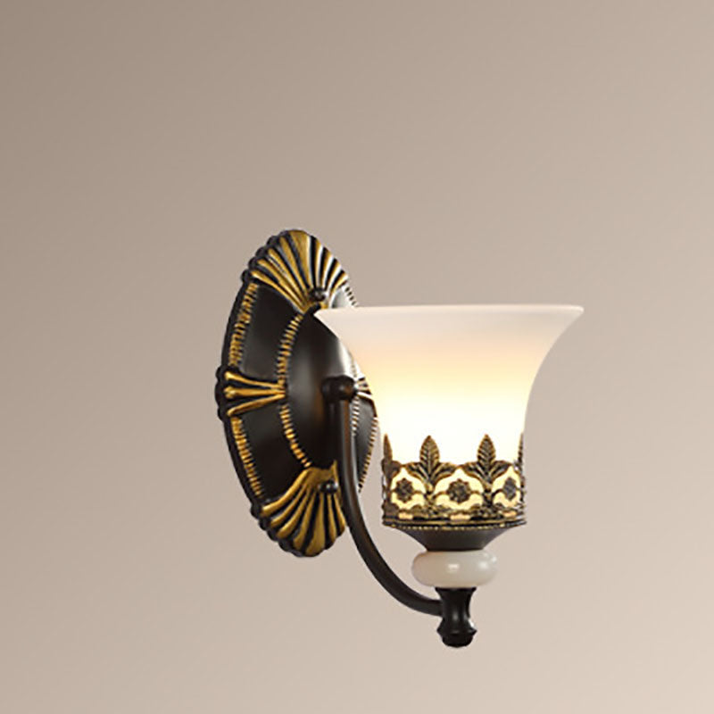 Scandinavian Cup Glass Hardware 1-Light Wall Sconce Lamp