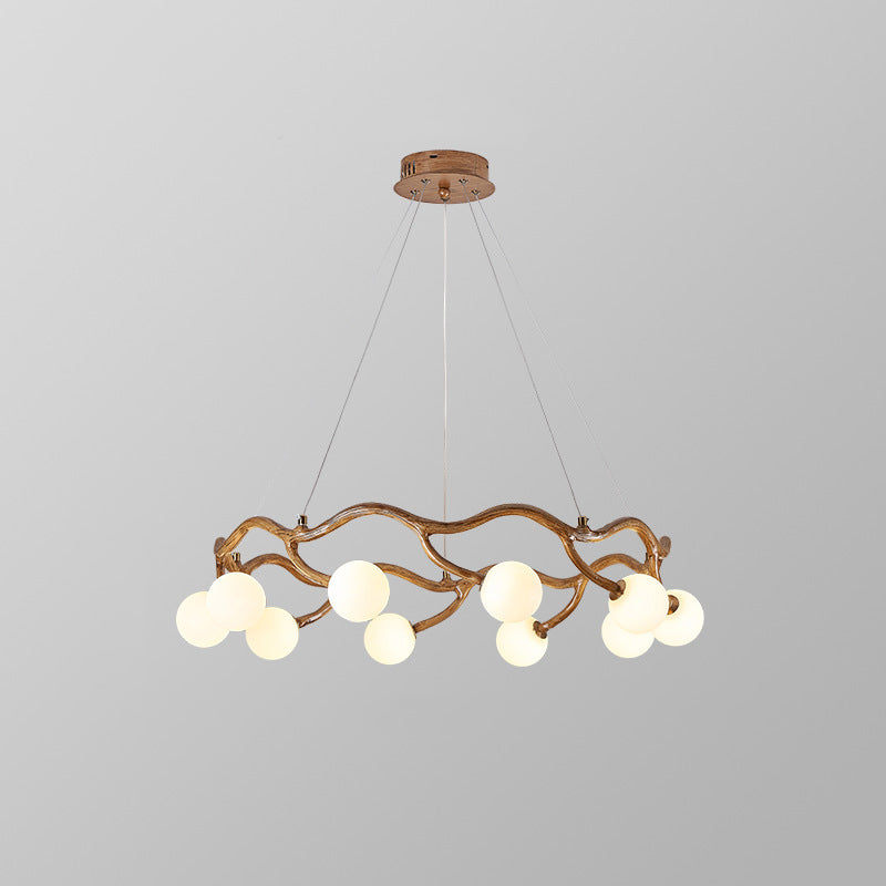 Round Tree Branch Hardware Glass 6/8/10/12 Light Chandelier