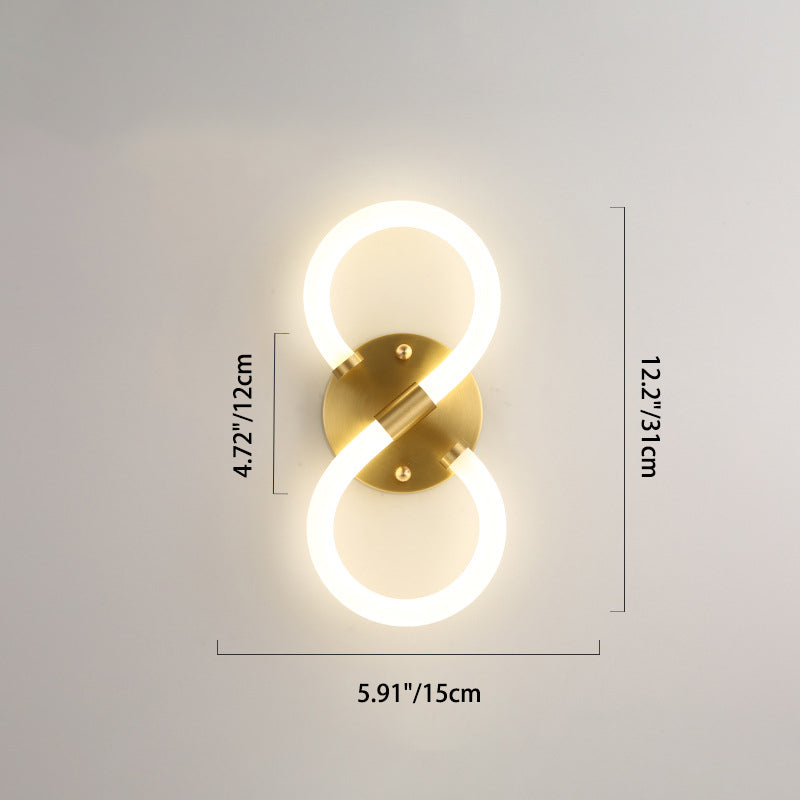 Brass Oval Figure Six Eight Letter LED Wall Sconce Lamp
