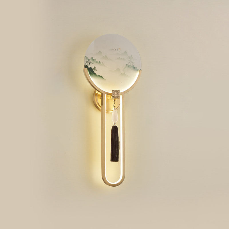 Traditional Chinese All-Copper Glass LED Wall Sconce Lamp