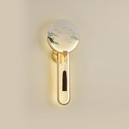 Traditional Chinese All-Copper Glass LED Wall Sconce Lamp