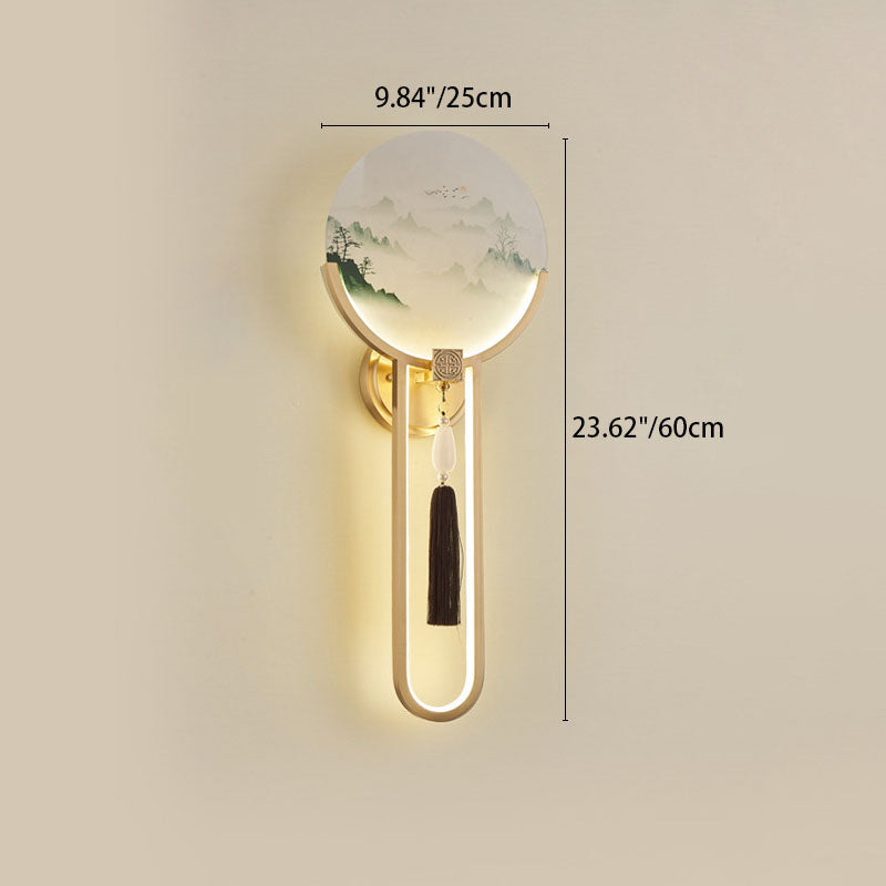 Traditional Chinese All-Copper Glass LED Wall Sconce Lamp