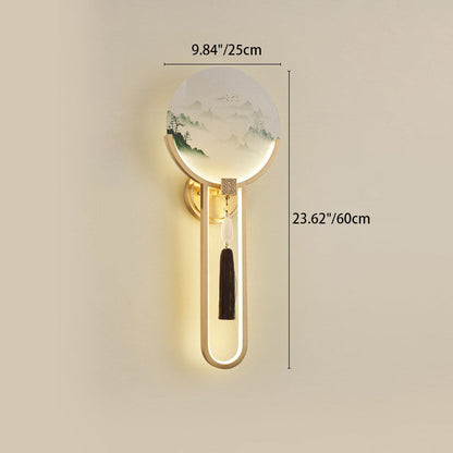Traditional Chinese All-Copper Glass LED Wall Sconce Lamp