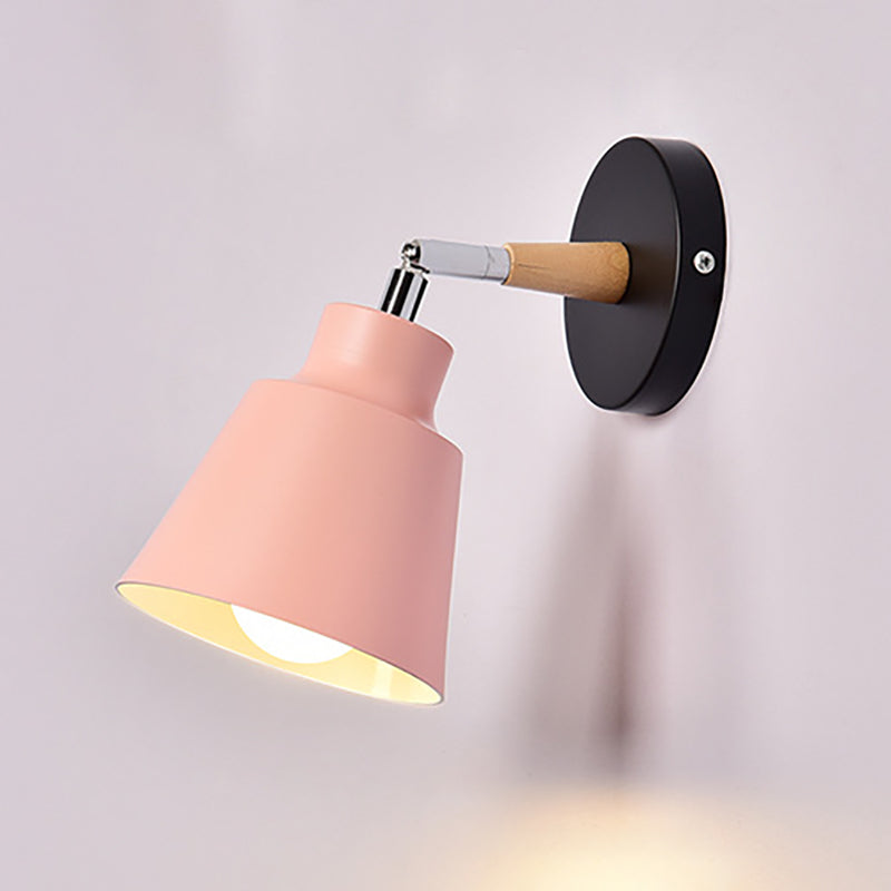 Cylindrical Aluminum Wood 1-Light Wall Sconce Lamp