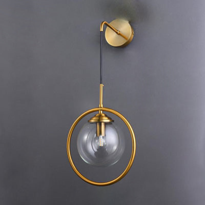 Creative Round Iron Glass 1-Light Wall Sconce Lamp