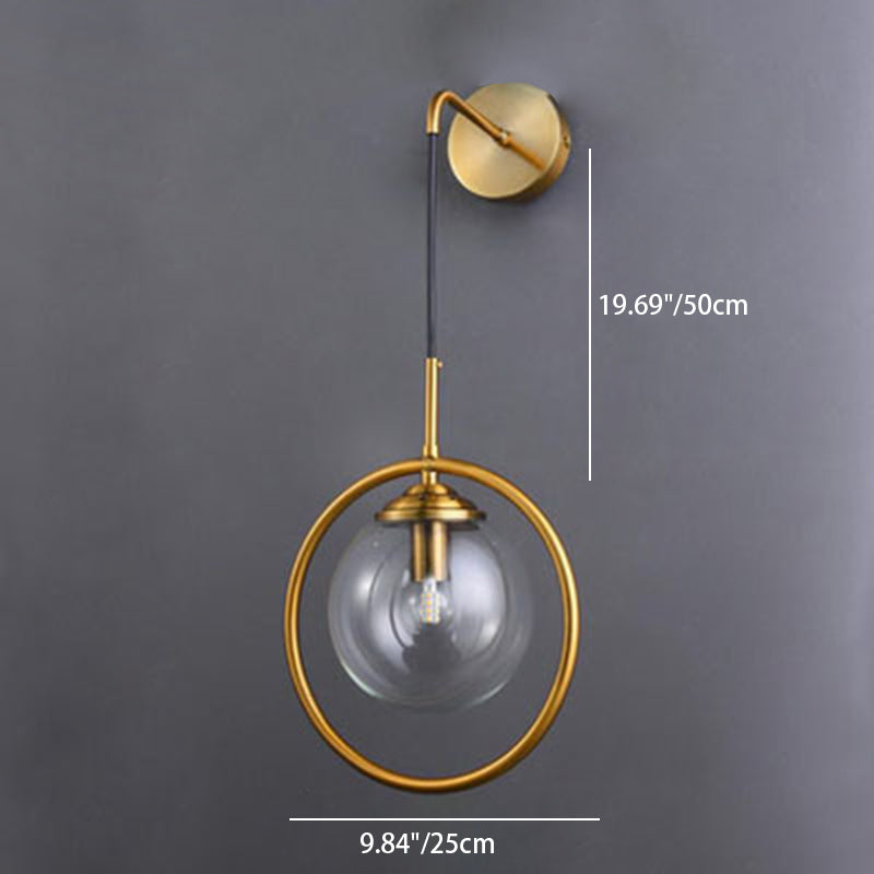 Creative Round Iron Glass 1-Light Wall Sconce Lamp