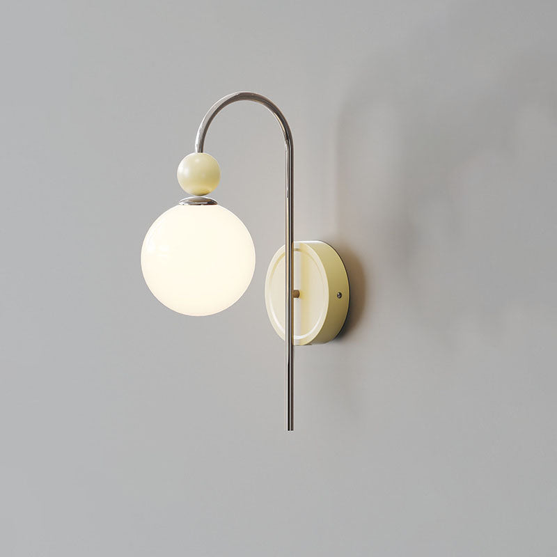 French Round Ball Iron Glass 1-Light Wall Sconce Lamp