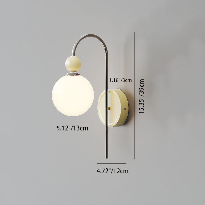 French Round Ball Iron Glass 1-Light Wall Sconce Lamp