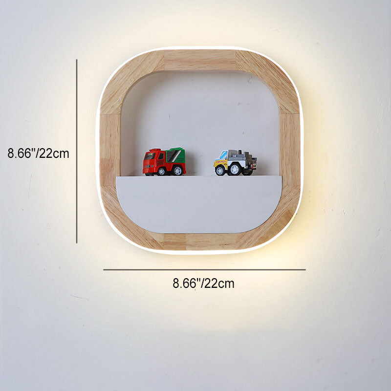 Japanese Round Rubber Wood Hardware LED Wall Sconce Lamp