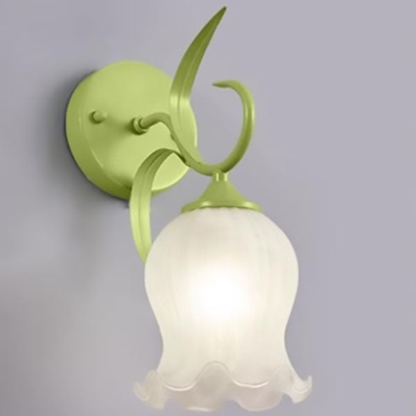 Simplicity Flower Iron Glass 1-Light Wall Sconce Lamp