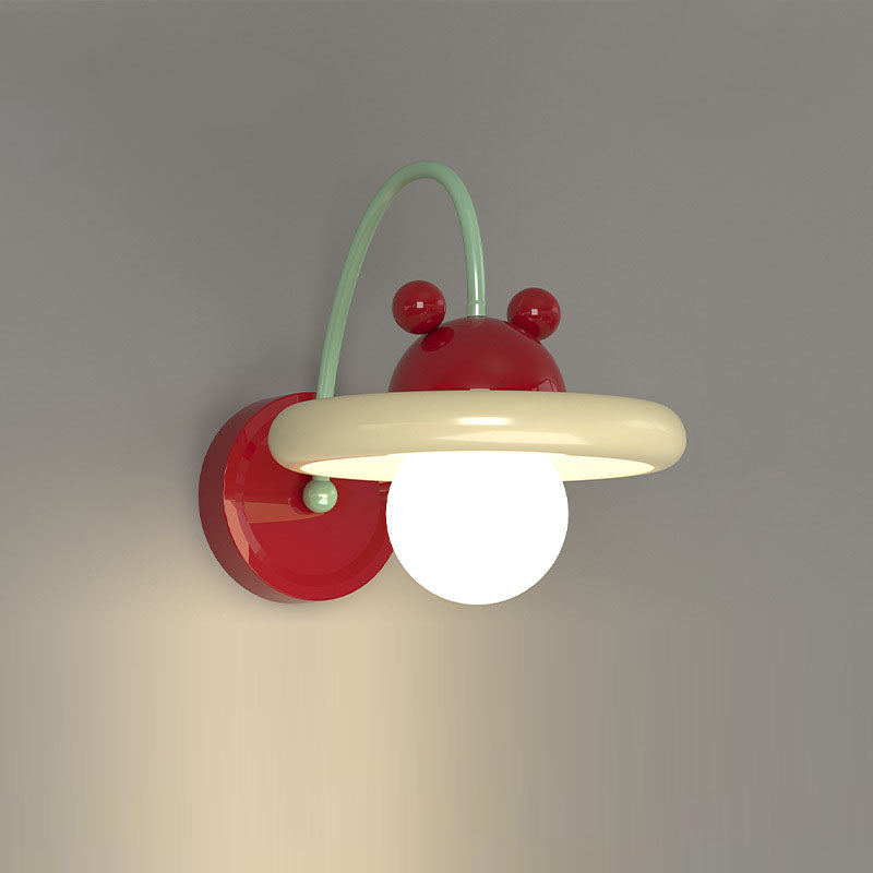 Disc Spherical Iron Glass 1-Light Wall Sconce Lamp