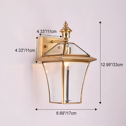 Hexagonal Glass Waterproof 1-Light Outdoor Wall Sconce Lamp
