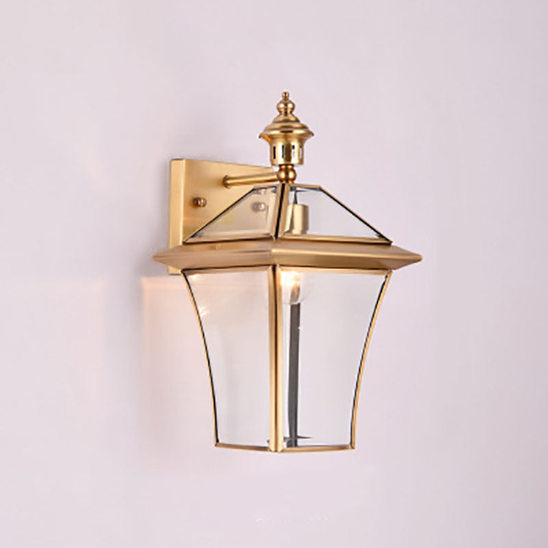 Hexagonal Glass Waterproof 1-Light Outdoor Wall Sconce Lamp