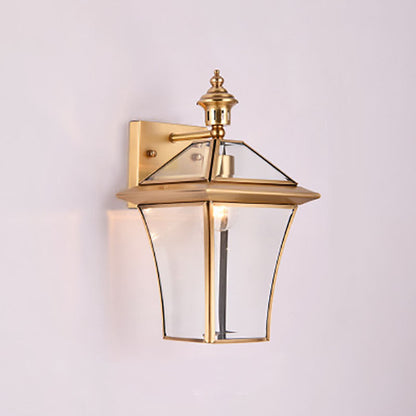 Hexagonal Glass Waterproof 1-Light Outdoor Wall Sconce Lamp
