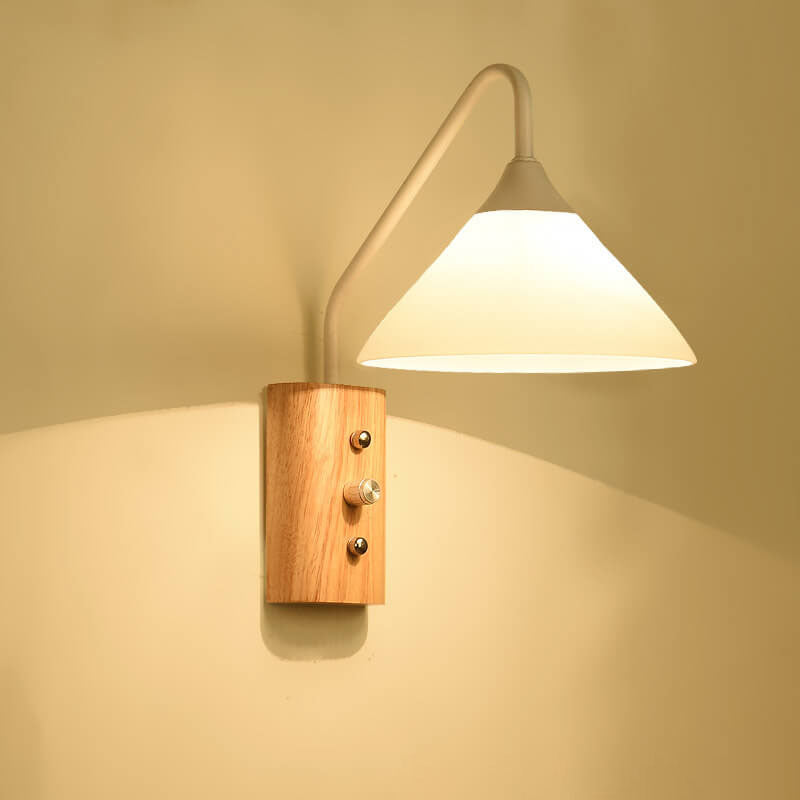 Japanese Iron Glass Lampshade 1-Light Wall Sconce Lamp