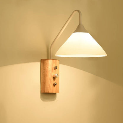 Japanese Iron Glass Lampshade 1-Light Wall Sconce Lamp