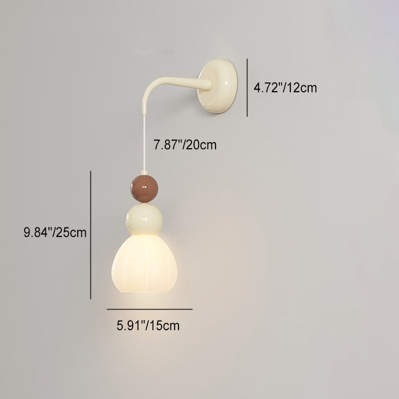Round Gourd Petal Hardware Glass 1-Light Wall Sconce Lamp