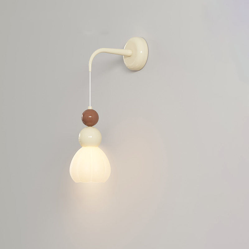 Round Gourd Petal Hardware Glass 1-Light Wall Sconce Lamp