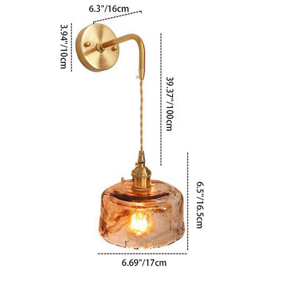 Eclectic Brass Iron Geometric 1-Light Wall Sconce Lamp