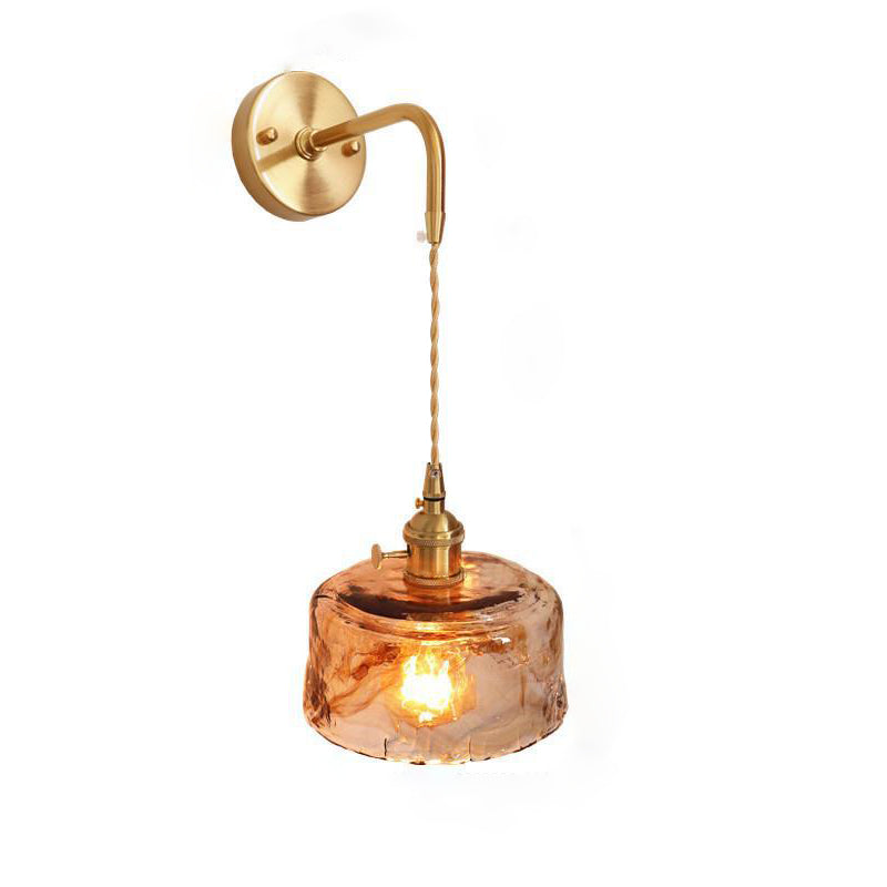 Eclectic Brass Iron Geometric 1-Light Wall Sconce Lamp