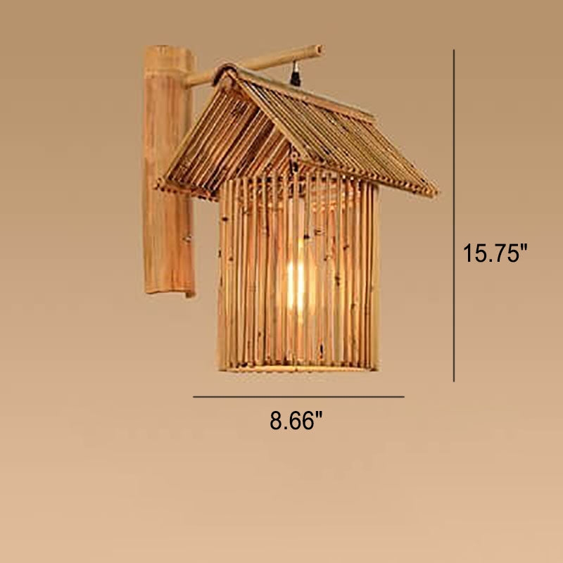Vintage Twine Rattan Weaving 1-Light Wall Sconce Lamp