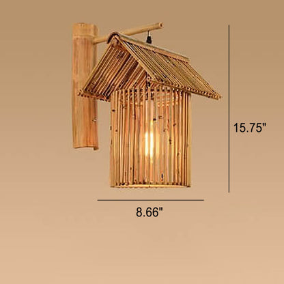 Vintage Twine Rattan Weaving 1-Light Wall Sconce Lamp