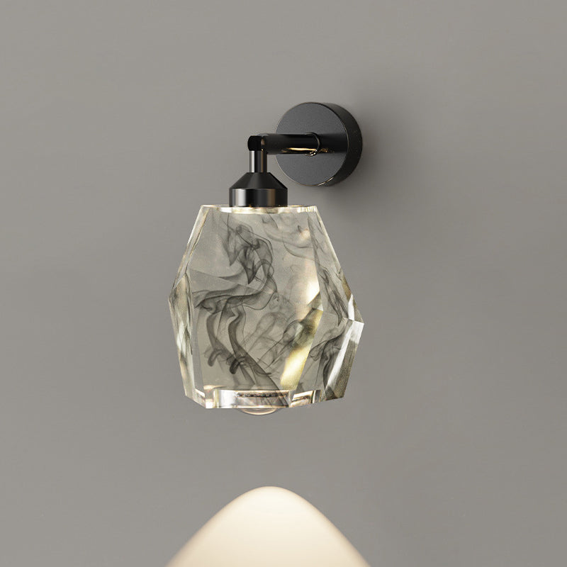 Full Gold Leaf Ink Painting Shade LED Wall Sconce Lamp