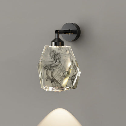 Full Gold Leaf Ink Painting Shade LED Wall Sconce Lamp