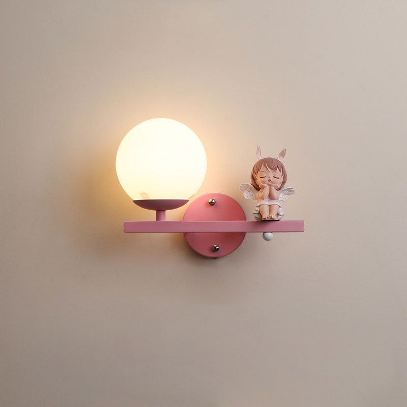 Kids Unicorn Orb Resin Iron Glass 1-Light Wall Sconce Lamp