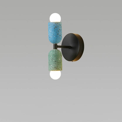 Japanese Stone Shaped Iron Cement 2-Light Wall Sconce Lamp