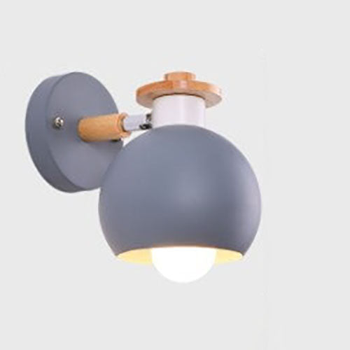 Dome Iron Solid Wood Macaroon 1-Light Wall Sconce Lamp