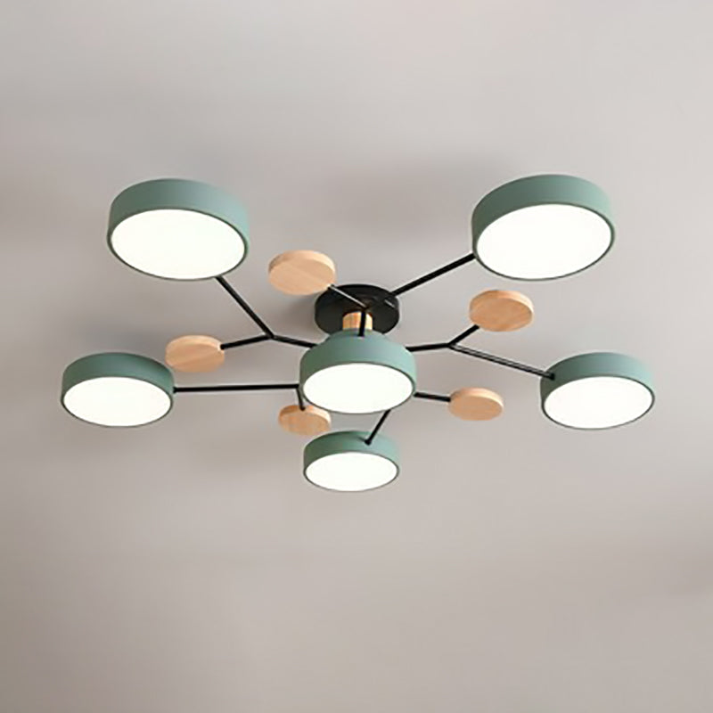 Scandinavian Round Molecule Branch Semi-Flush Light