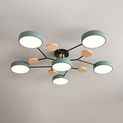 Scandinavian Round Molecule Branch Semi-Flush Light