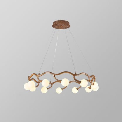 Round Tree Branch Hardware Glass 6/8/10/12 Light Chandelier